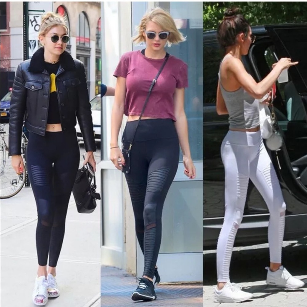 ALO Yoga Moto Black Mesh Detail Leggings S ($114)